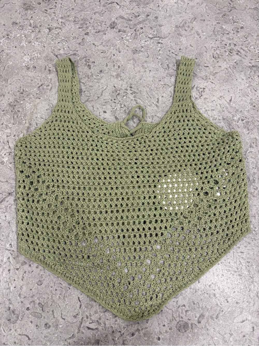 Handmade Olive Green Crochet Vest - Picture 2 of 4